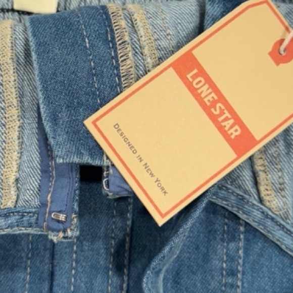 LONE STAR Bustier Corset Top Denim Blue Stretchy Lightly Distressed NWT Small - Picture 7 of 9